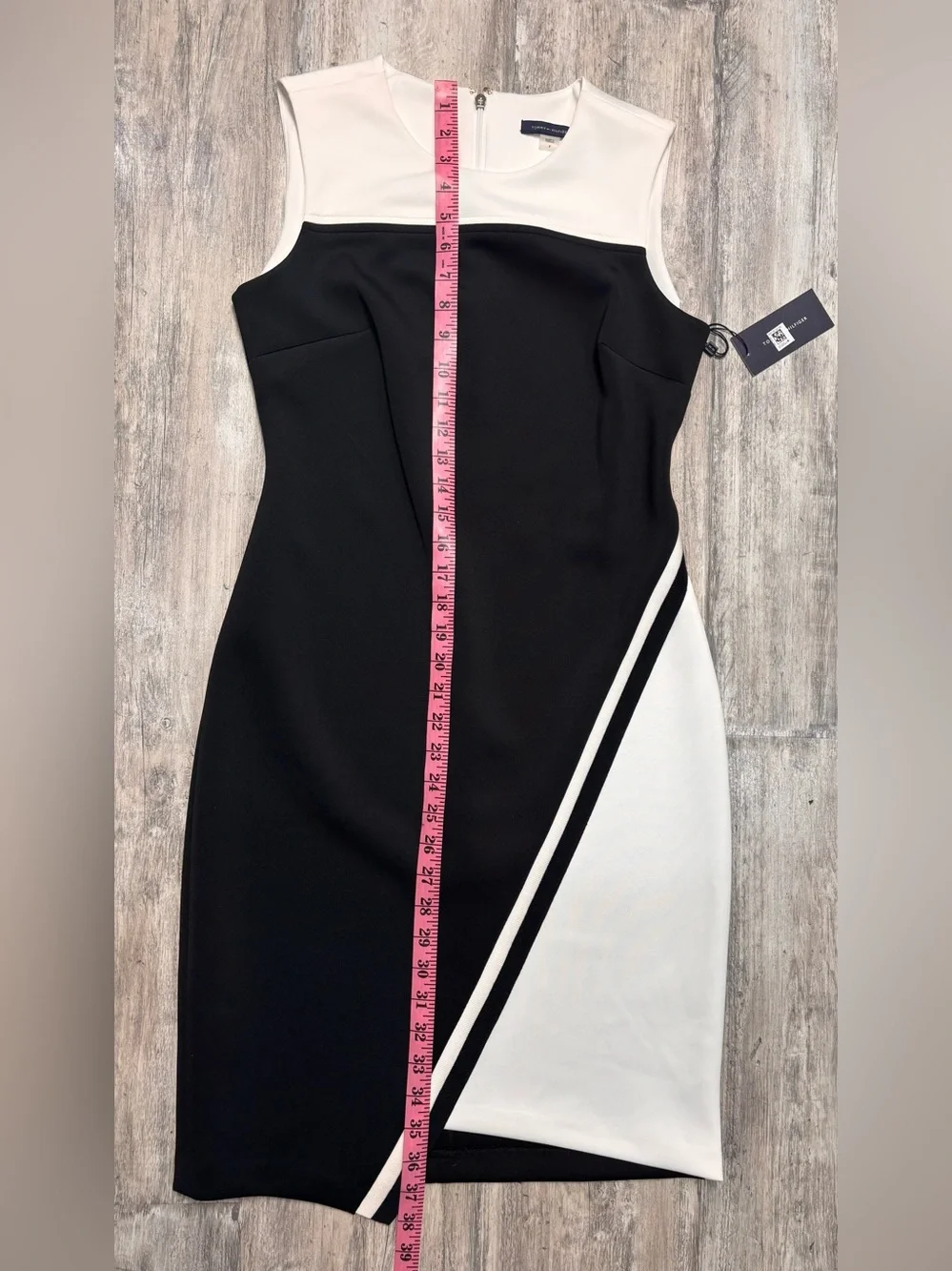 Modern Colorblock Scuba Knit Sheath Dress Asymmetrical Hem Career Chic NWT